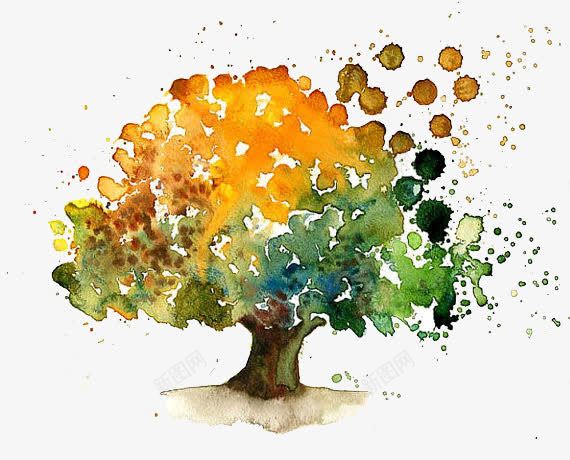 手绘水彩树png免抠素材_新图网 https://ixintu.com 创意树 树 装饰树