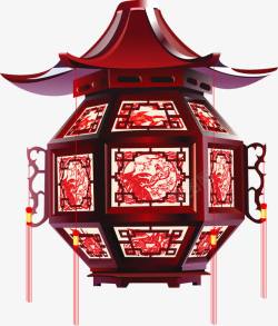 中国风手绘红色灯笼装饰素材