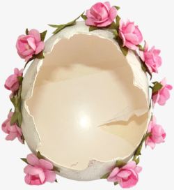 蛋壳边框粉色花朵蛋壳边框高清图片