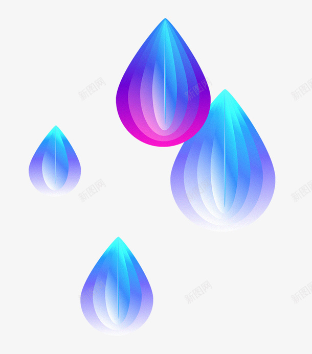 彩色雨滴型装饰图案psd免抠素材_新图网 https://ixintu.com 彩色图案 蓝色 装饰元素 设计素材 雨滴状