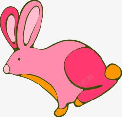 呆萌的手绘粉色兔子高清图片