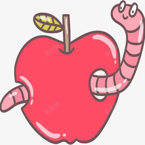 苹果里的卡通虫子png免抠素材_新图网 https://ixintu.com 卡通 苹果 虫子