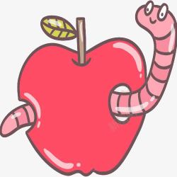 苹果里的卡通虫子素材