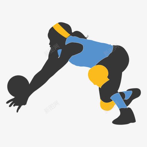 击球的手绘运动员png免抠素材_新图网 https://ixintu.com 体育 手绘 排球选手 蓝色风格 运动员