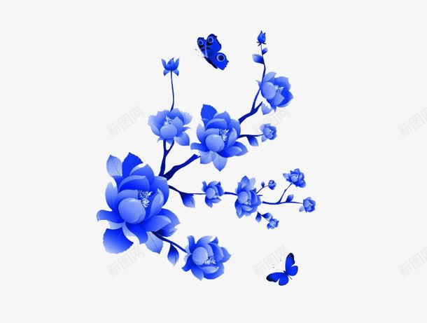 蓝色花朵片png免抠素材_新图网 https://ixintu.com 图片 素材 花朵 蓝色