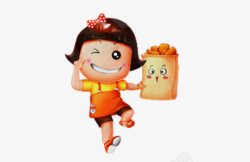 零食小女孩卡通小女孩高清图片