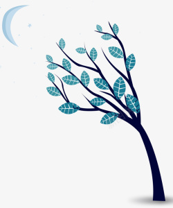 可爱蓝色树木矢量图素材