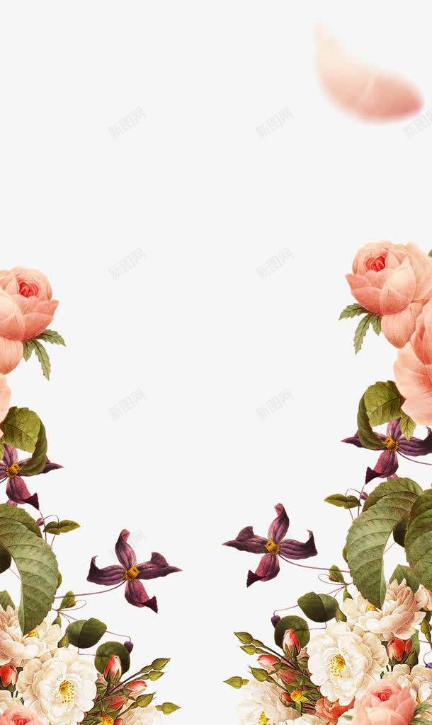 手绘粉色花朵边框png免抠素材_新图网 https://ixintu.com PNG 手绘边框 粉色花卉 花卉边框 边框