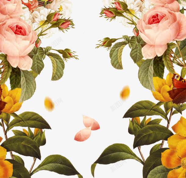 手绘粉色花朵边框png免抠素材_新图网 https://ixintu.com PNG 手绘边框 粉色花卉 花卉边框 边框