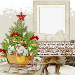 驯鹿相框圣诞相框高清图片