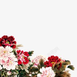 白色花朵红色花朵彩绘植物素材