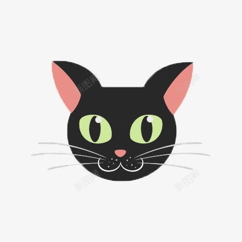 卡通黑猫头psd免抠素材_新图网 https://ixintu.com 卡通 可爱 机灵 黑猫 黑色