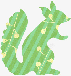 绿色条纹松鼠装饰图案素材