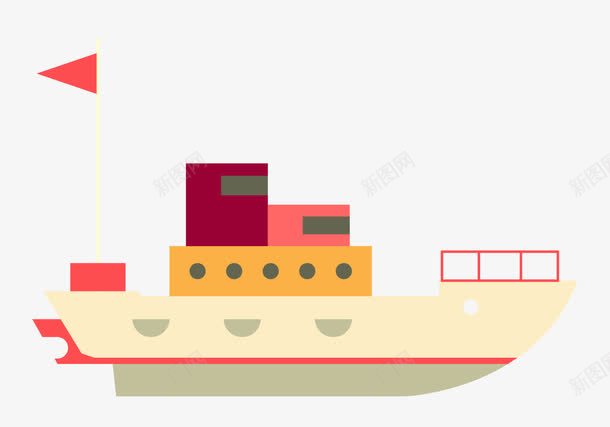 黄色轮船png免抠素材_新图网 https://ixintu.com 免费素材 大船 矢量素材 船 轮船