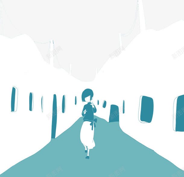走在道路上的女孩png免抠素材_新图网 https://ixintu.com 女孩 插画 短发 道路