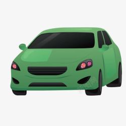 绿色质感卡通小轿车素材