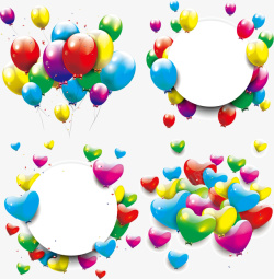 彩色气球装饰文本框矢量图素材