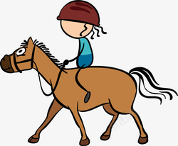 卡通手绘骑马人物插画矢量图素材