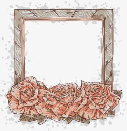 画笔相框卡通手绘画笔玫瑰相框高清图片