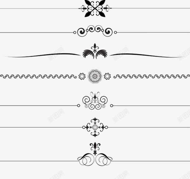 分隔线png免抠素材_新图网 https://ixintu.com 分隔线 花朵 花纹 装饰 黑色