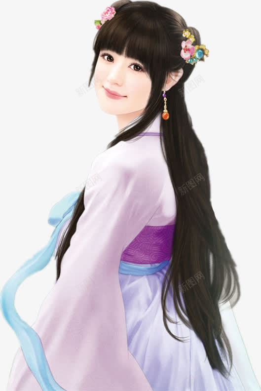 紫色裙子古风女子png免抠素材_新图网 https://ixintu.com 古风 女子 紫色 裙子