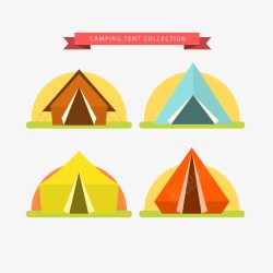 彩色夏季野营帐篷素材