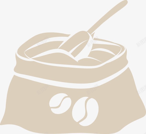 黄色咖啡豆png免抠素材_新图网 https://ixintu.com 勺子 咖啡 咖啡粉 袋子 黄色