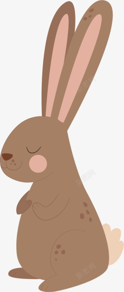 水彩棕色兔子矢量图素材