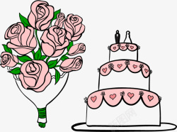 蛋糕鲜花婚礼矢量图素材