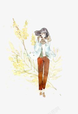 水彩墨人物素材