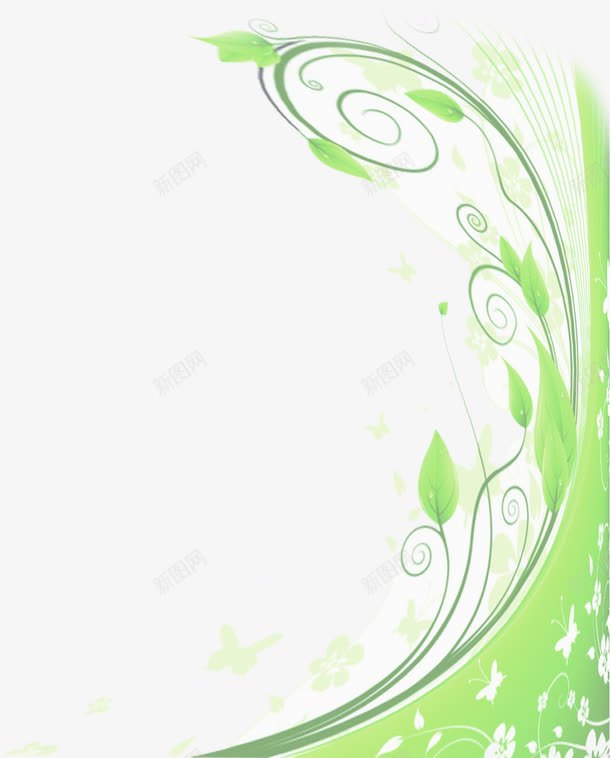 绿色线条树叶装饰png免抠素材_新图网 https://ixintu.com 树叶 线条 绿色 装饰