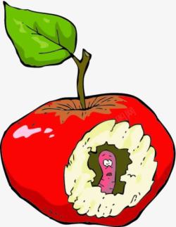 菜虫吃叶子卡通虫吃苹果高清图片