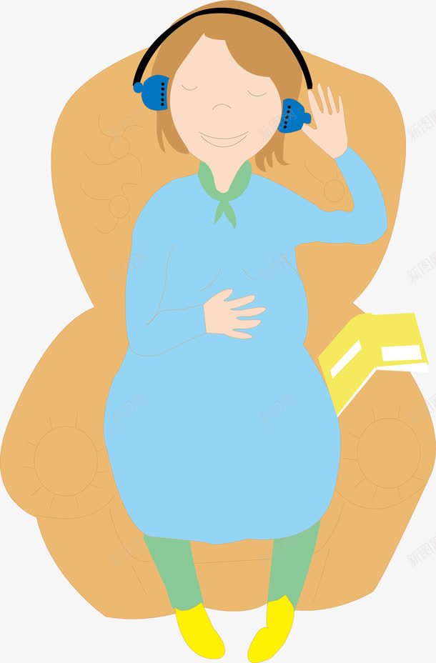 胎教的孕妇png免抠素材_新图网 https://ixintu.com 卡通 孕妇 宝妈 手绘 胎教