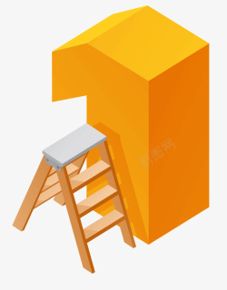 橙色圆木梯子橙色建筑模型高清图片