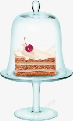 手绘玻璃罩里面的蛋糕素材