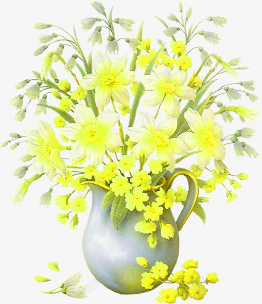 黄色花朵手绘花瓶装饰图案png免抠素材_新图网 https://ixintu.com 手绘 插花 花朵 花束 花瓶 装饰图案 陶瓷花瓶 黄色
