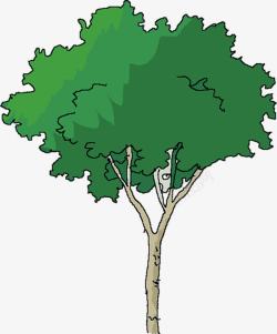 手绘扁平绿色的树木元素素材