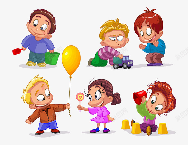 孩子玩玩具png免抠素材_新图网 https://ixintu.com 卡通 孩子 气球 玩具