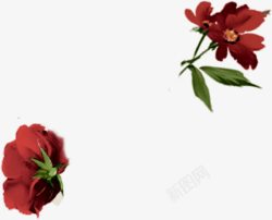手绘红色婚礼花朵素材