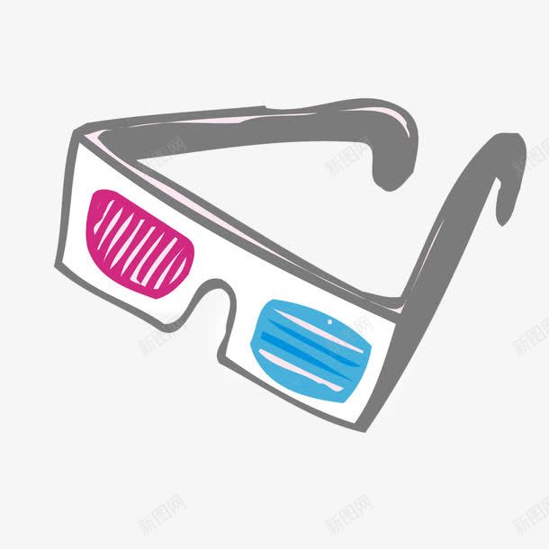 手绘3D眼镜png免抠素材_新图网 https://ixintu.com 眼镜 眼镜矢量
