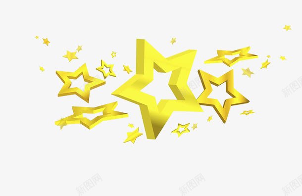 黄色3D星星png免抠素材_新图网 https://ixintu.com 五角星 星 立体 装饰 黄色3D星星