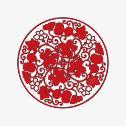 红色花纹圆形花朵图案素材