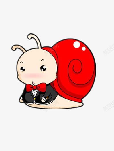 穿礼服的蜗牛png免抠素材_新图网 https://ixintu.com 光头 可爱 房子 红色 触角