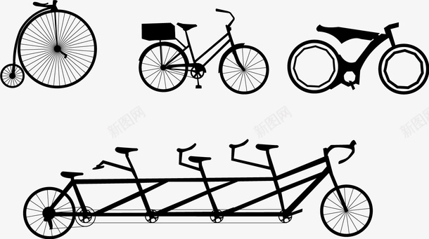 多样式自行车矢量图图标ai_新图网 https://ixintu.com 四人式自行车 大小轮自行车 自行车运动 矢量图