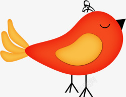 可爱红色小鸟装饰图案素材