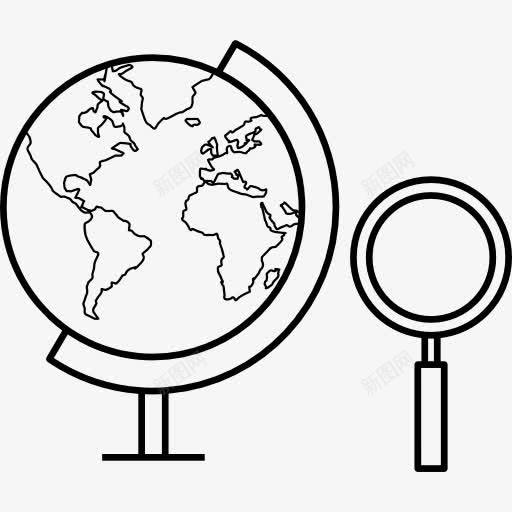 搜索全球图标png_新图网 https://ixintu.com 地图和国旗 地球 地理 截止 搜索 放大镜