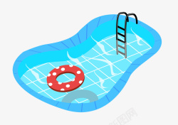 游泳池插画简约手绘游泳池插画高清图片