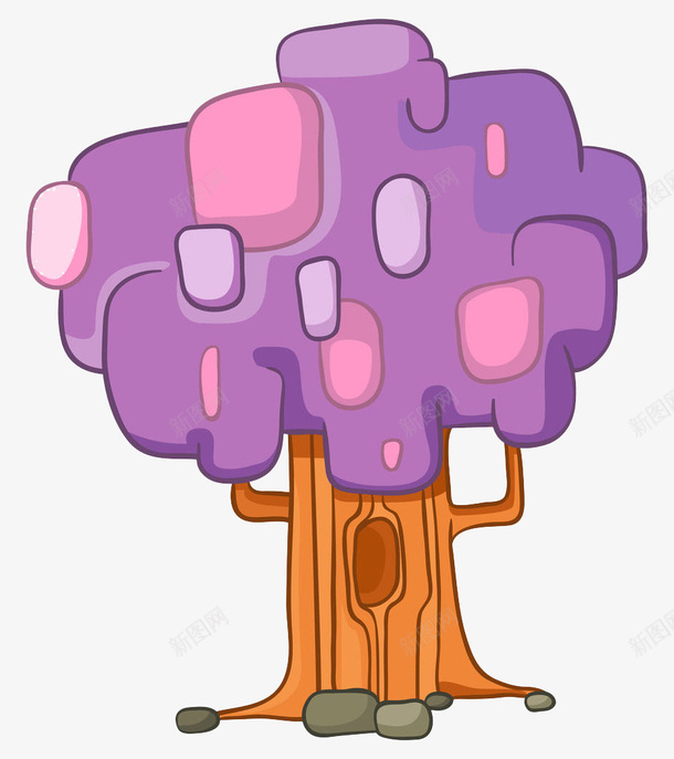 紫色几何手绘大树png免抠素材_新图网 https://ixintu.com 几何树 卡通树 手绘 树木 树木笔刷 植物 紫色手绘 绿植