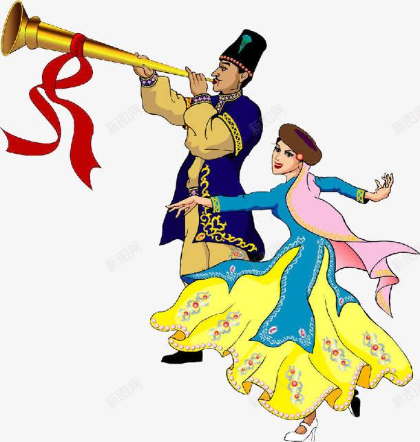 表演的新疆人png免抠素材_新图网 https://ixintu.com 中国新疆 吹奏 手绘 新疆 新疆人 跳舞