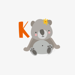 灰色熊字母K矢量图素材